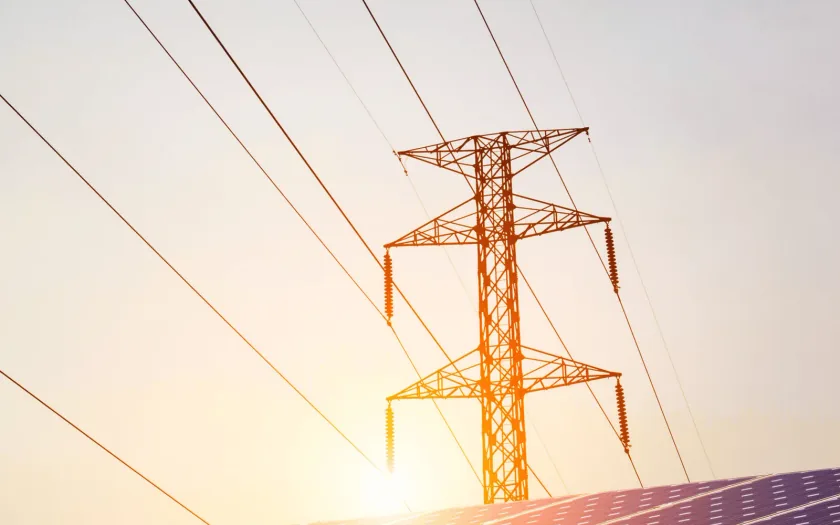 Transmission lines at dusk